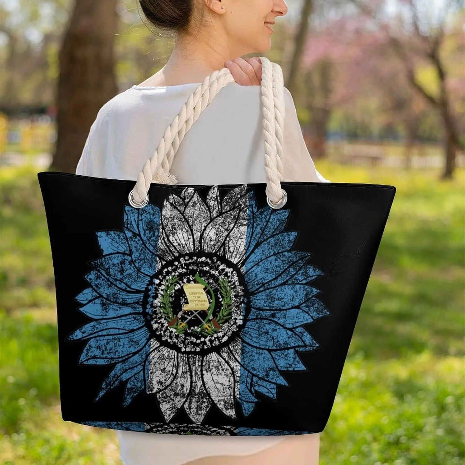 Tote Bag Large Handles Beach Bag with Zipper for Shopping Groceries Travel Outdoors Swim Pool Bag