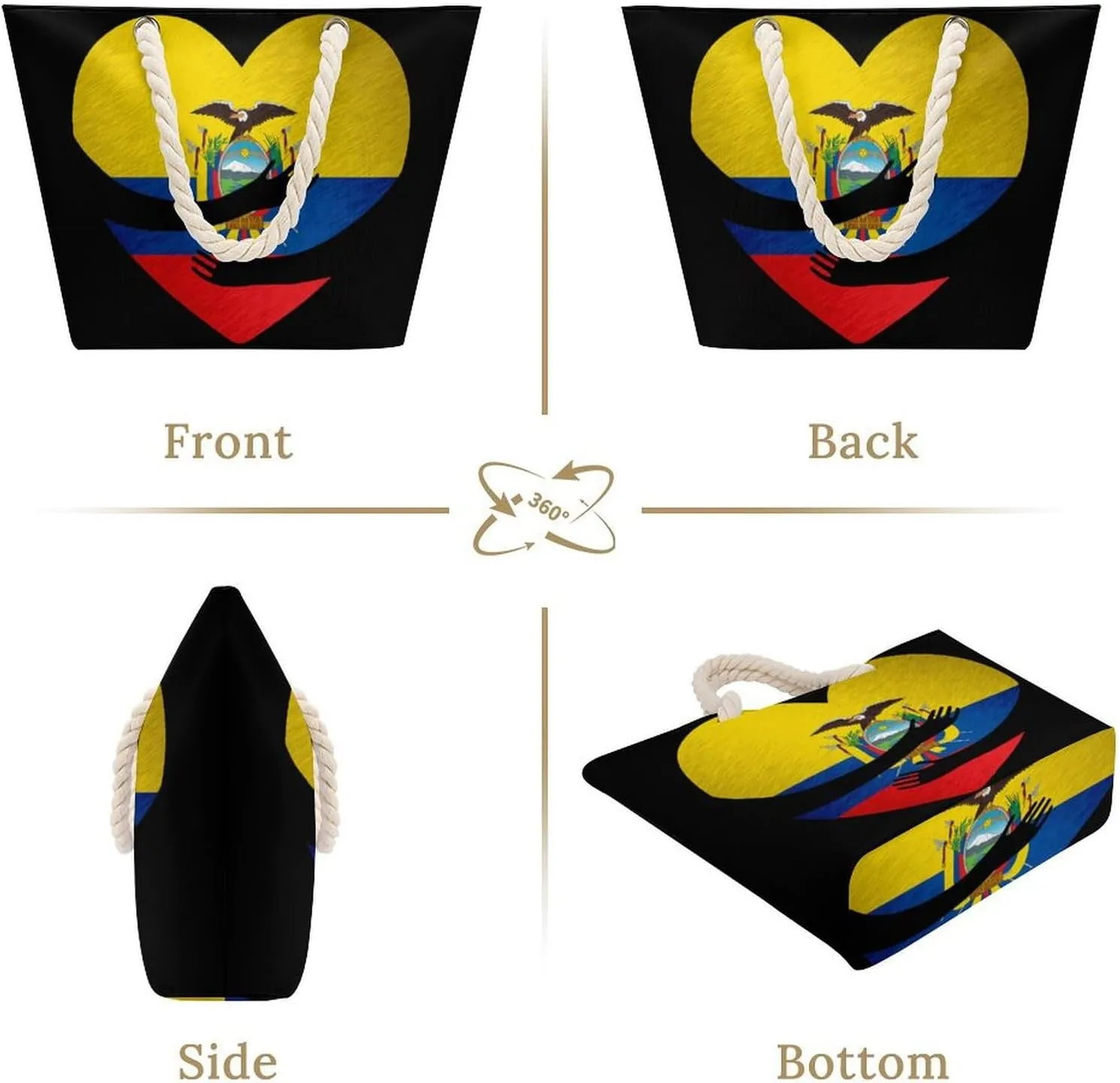 Tote Bag Large Handles Beach Bag with Zipper for Shopping Groceries Travel Outdoors Swim Pool Bag