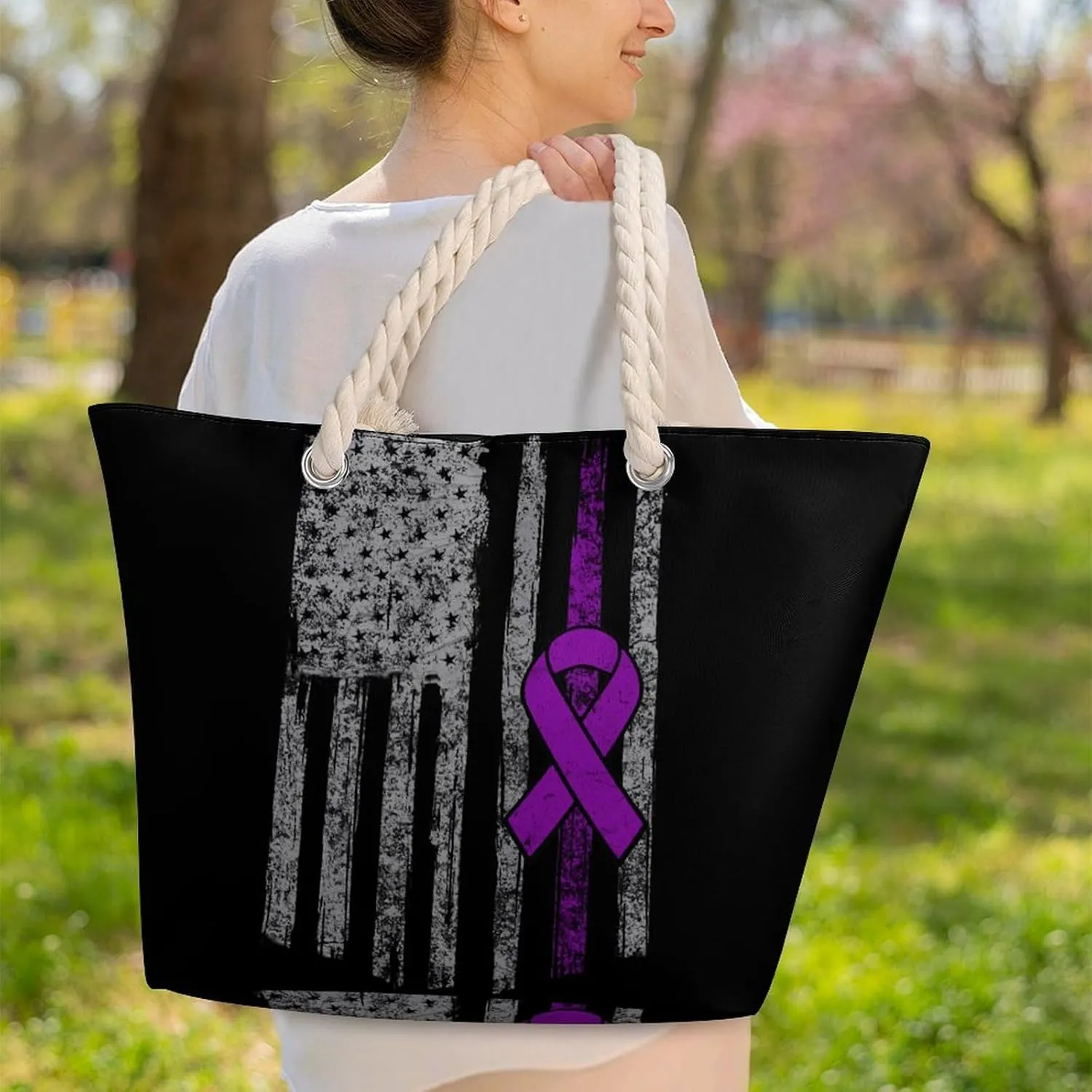 Tote Bag Large Handles Beach Bag with Zipper for Shopping Groceries Travel Outdoors Swim Pool Bag
