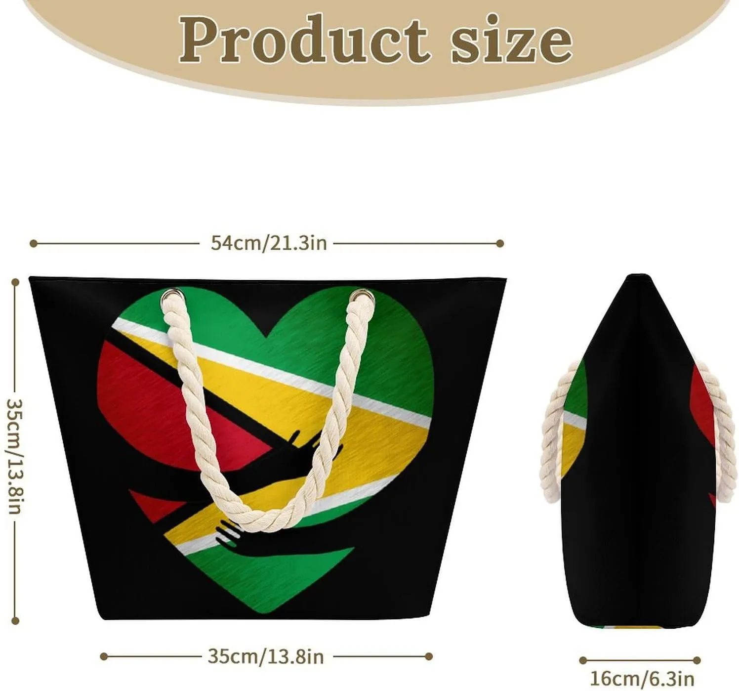 Tote Bag Large Handles Beach Bag with Zipper for Shopping Groceries Travel Outdoors Swim Pool Bag