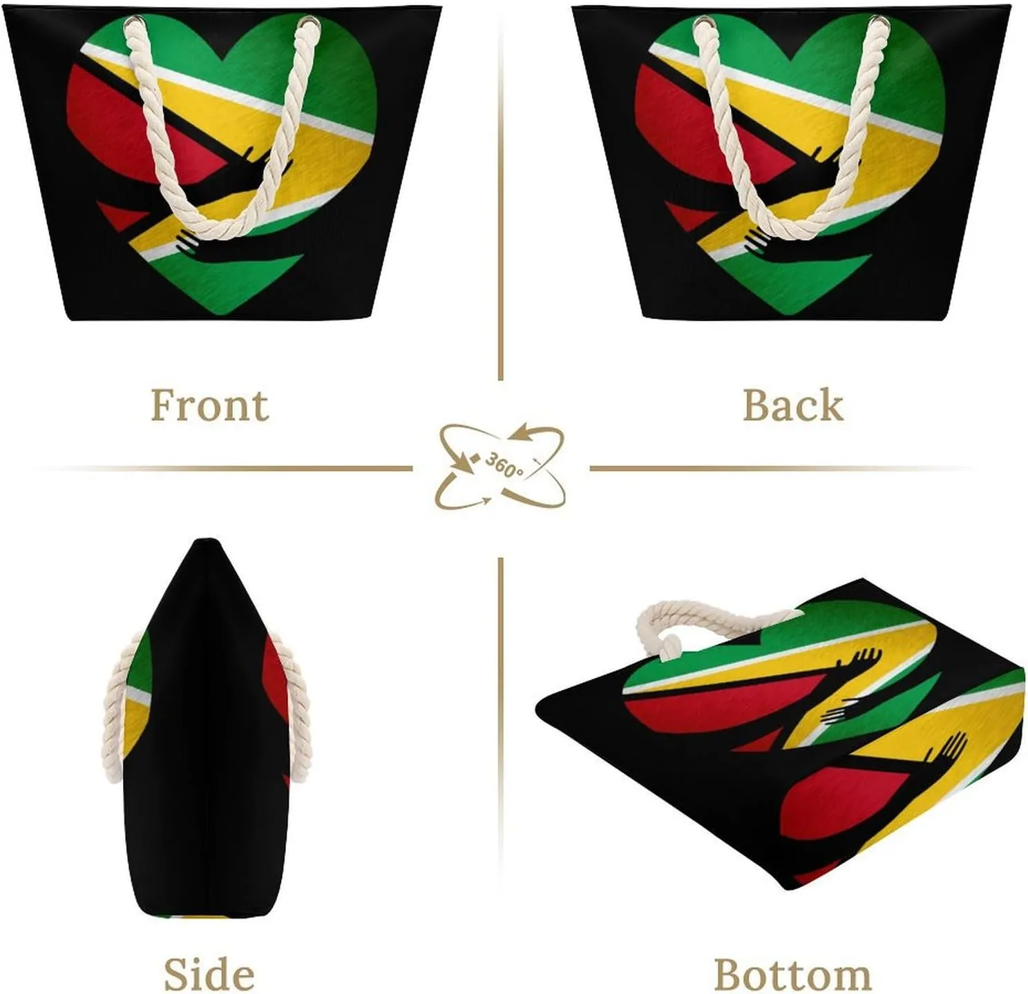 Tote Bag Large Handles Beach Bag with Zipper for Shopping Groceries Travel Outdoors Swim Pool Bag