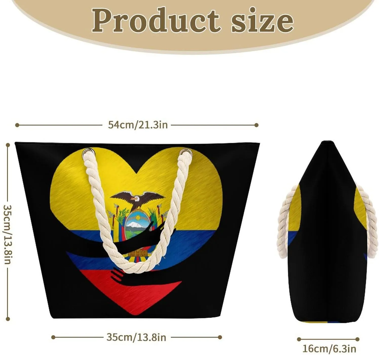 Tote Bag Large Handles Beach Bag with Zipper for Shopping Groceries Travel Outdoors Swim Pool Bag