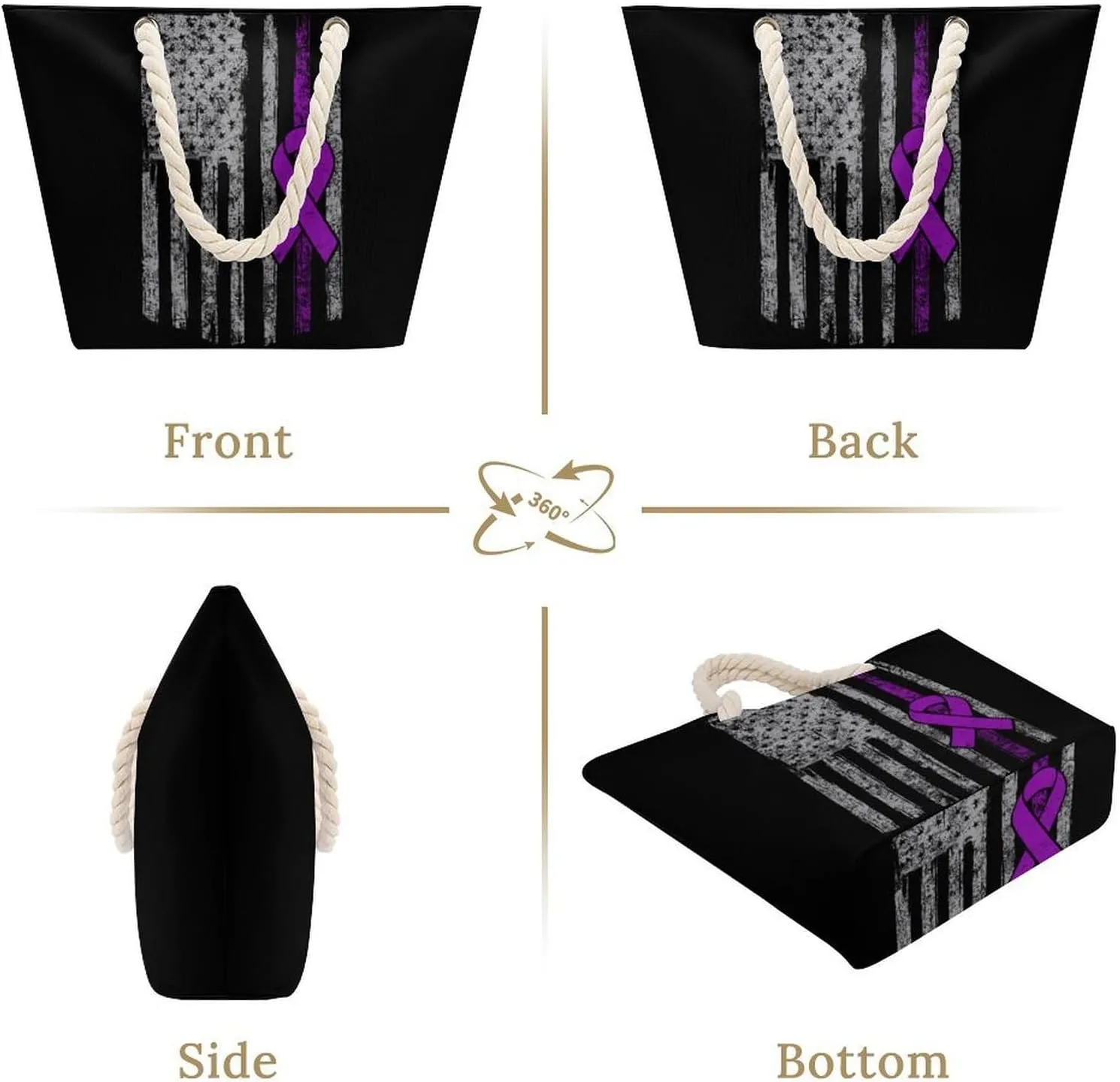 Tote Bag Large Handles Beach Bag with Zipper for Shopping Groceries Travel Outdoors Swim Pool Bag