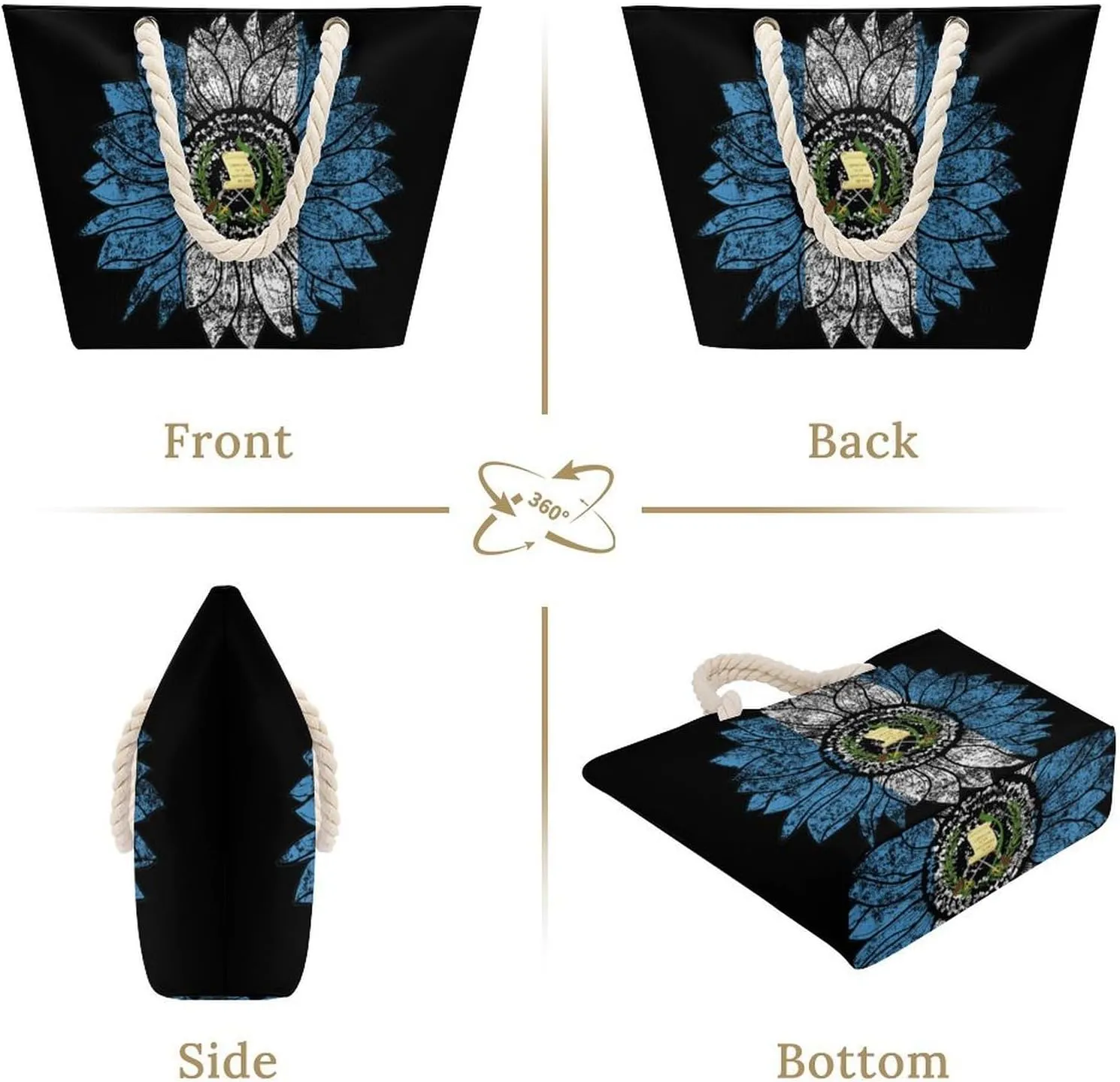 Tote Bag Large Handles Beach Bag with Zipper for Shopping Groceries Travel Outdoors Swim Pool Bag