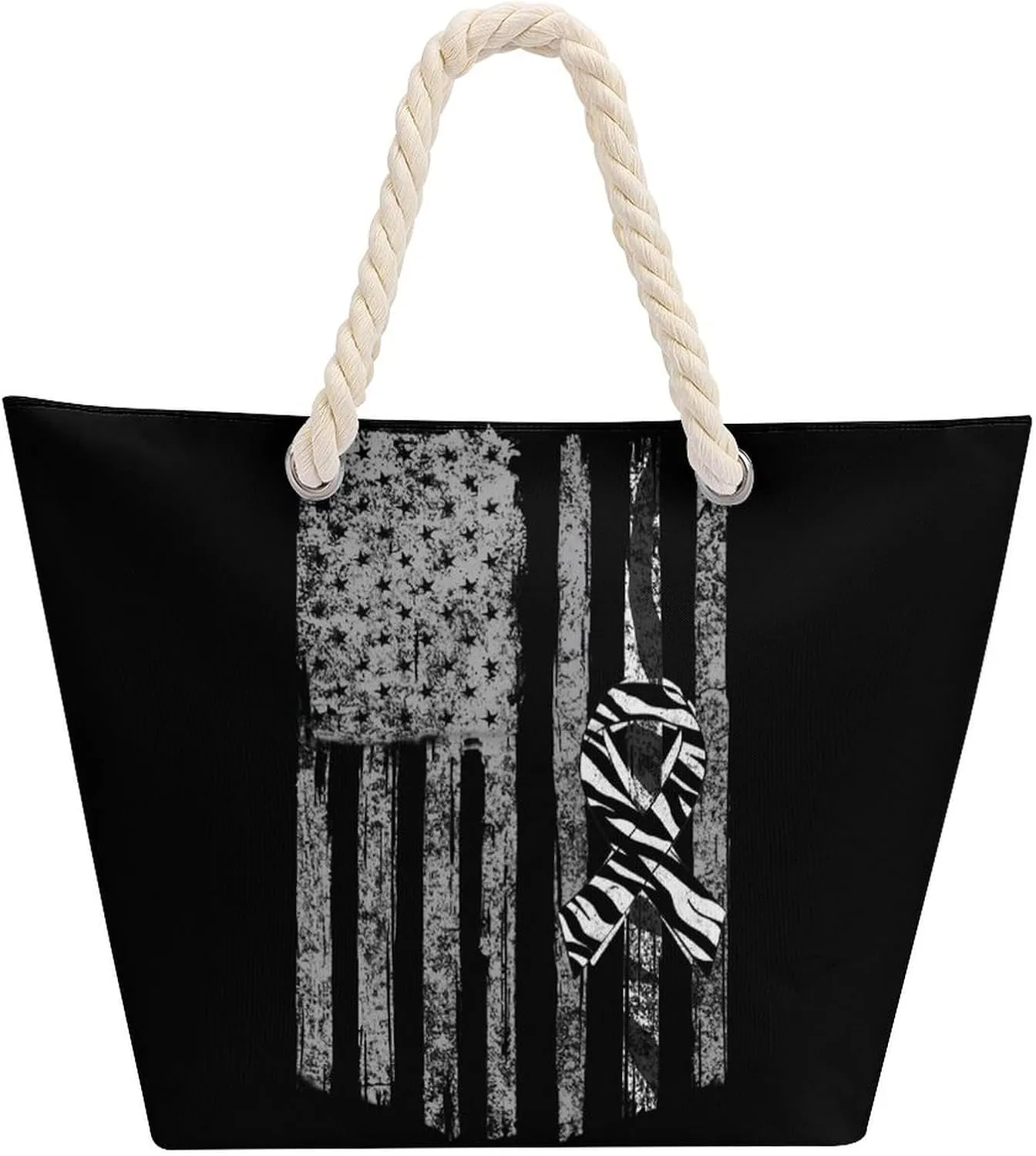 Tote Bag Large Handles Beach Bag with Zipper for Shopping Groceries Travel Outdoors Swim Pool Bag