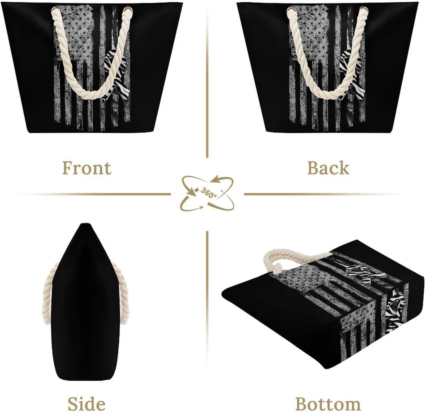 Tote Bag Large Handles Beach Bag with Zipper for Shopping Groceries Travel Outdoors Swim Pool Bag