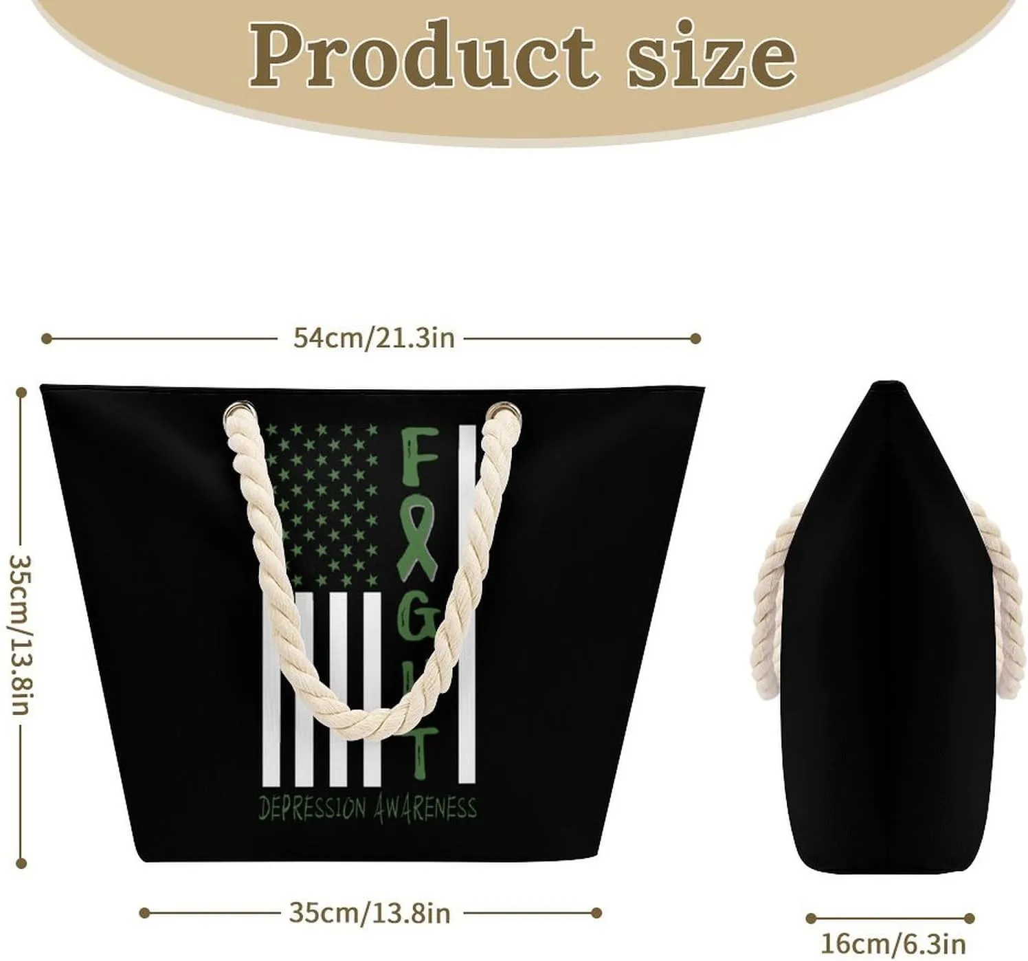 Tote Bag Large Handles Beach Bag with Zipper for Shopping Groceries Travel Outdoors Swim Pool Bag