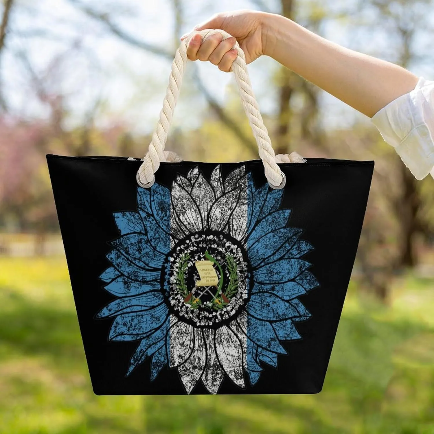 Tote Bag Large Handles Beach Bag with Zipper for Shopping Groceries Travel Outdoors Swim Pool Bag
