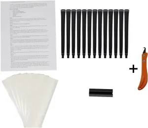 Tour Pro Soft Black Standard Size Golf Grips and Grip Kit   Utility Hook Blade (13 grips, grip tape, clamp, grip removal hook blade, instructions)