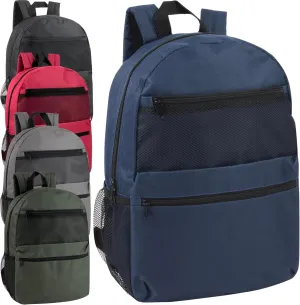 Trail maker 24 pack Classic Backpacks in Bulk Wholesale Backpacks with Side Pocket, Mesh Pocket for Homeless Adults, Donation (Male Colors Pack)