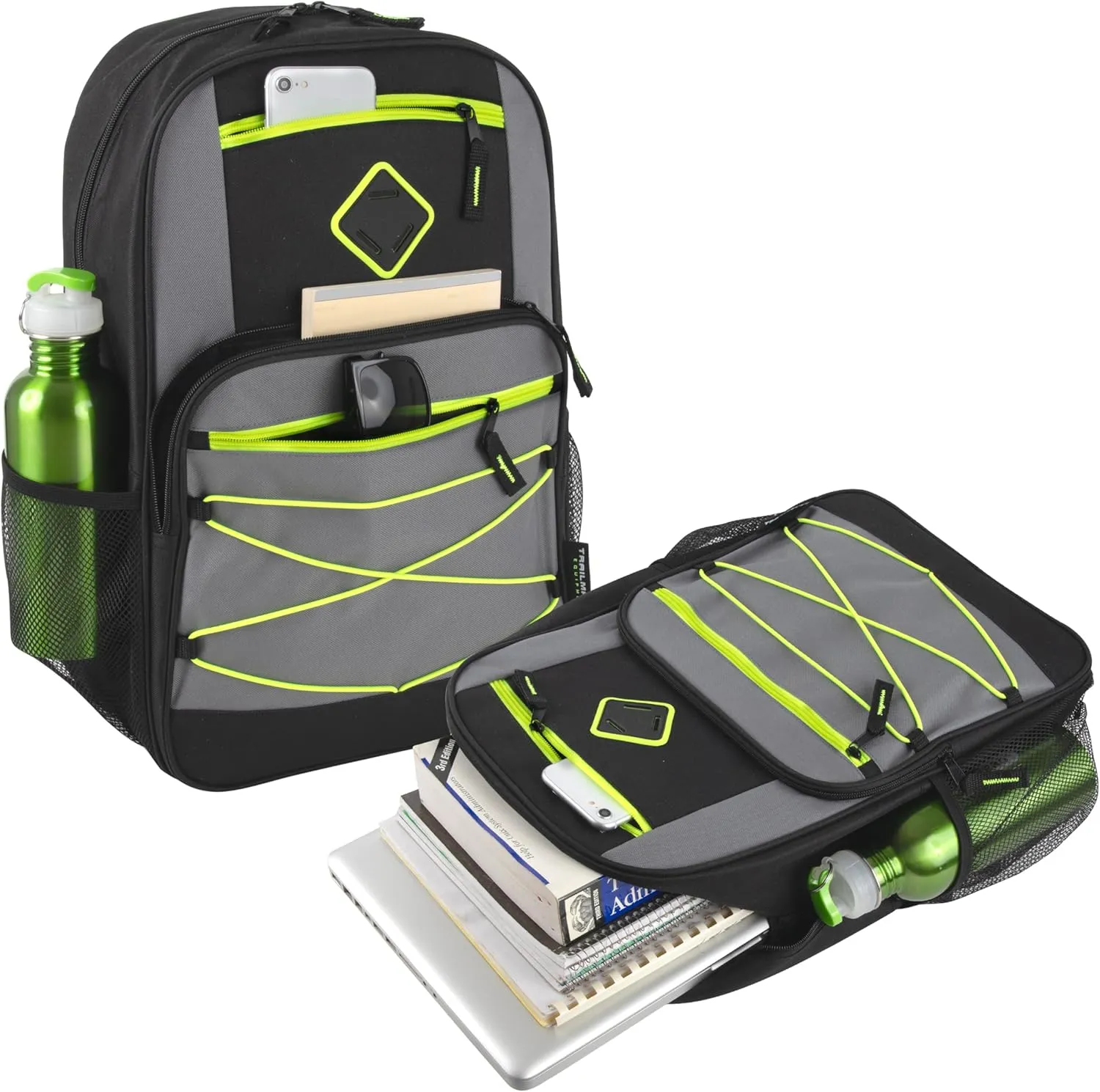 Trail maker Bulk Color Block Laptop Backpacks 24 Pack Wholesale Backpacks in Bulk for Kids Nonprofit (Male Colors Pack)