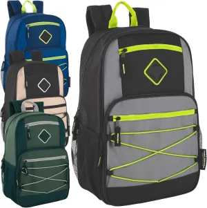 Trail maker Bulk Color Block Laptop Backpacks 24 Pack Wholesale Backpacks in Bulk for Kids Nonprofit (Male Colors Pack)