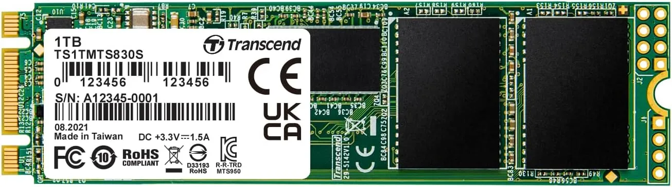Transcend 1TB MTS830S M.2 2280 SATA III SSD, Internal Solid State Drive, Dram Cache, Compatible with Laptop & PC Desktop, Up to 560/500 MB/s - TS1TMTS830S