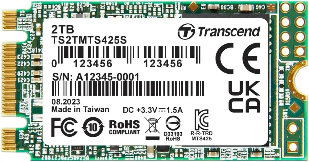 Transcend 2TB MTS425S M.2 2242 SATA III SSD, Internal Solid State Drive, Compatible with Laptop & PC Desktop, SLC Cache, B M Key, Up to 550/500 MB/s - TS2TMTS425S