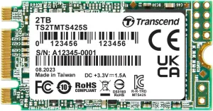 Transcend 2TB MTS425S M.2 2242 SATA III SSD, Internal Solid State Drive, Compatible with Laptop & PC Desktop, SLC Cache, B M Key, Up to 550/500 MB/s - TS2TMTS425S