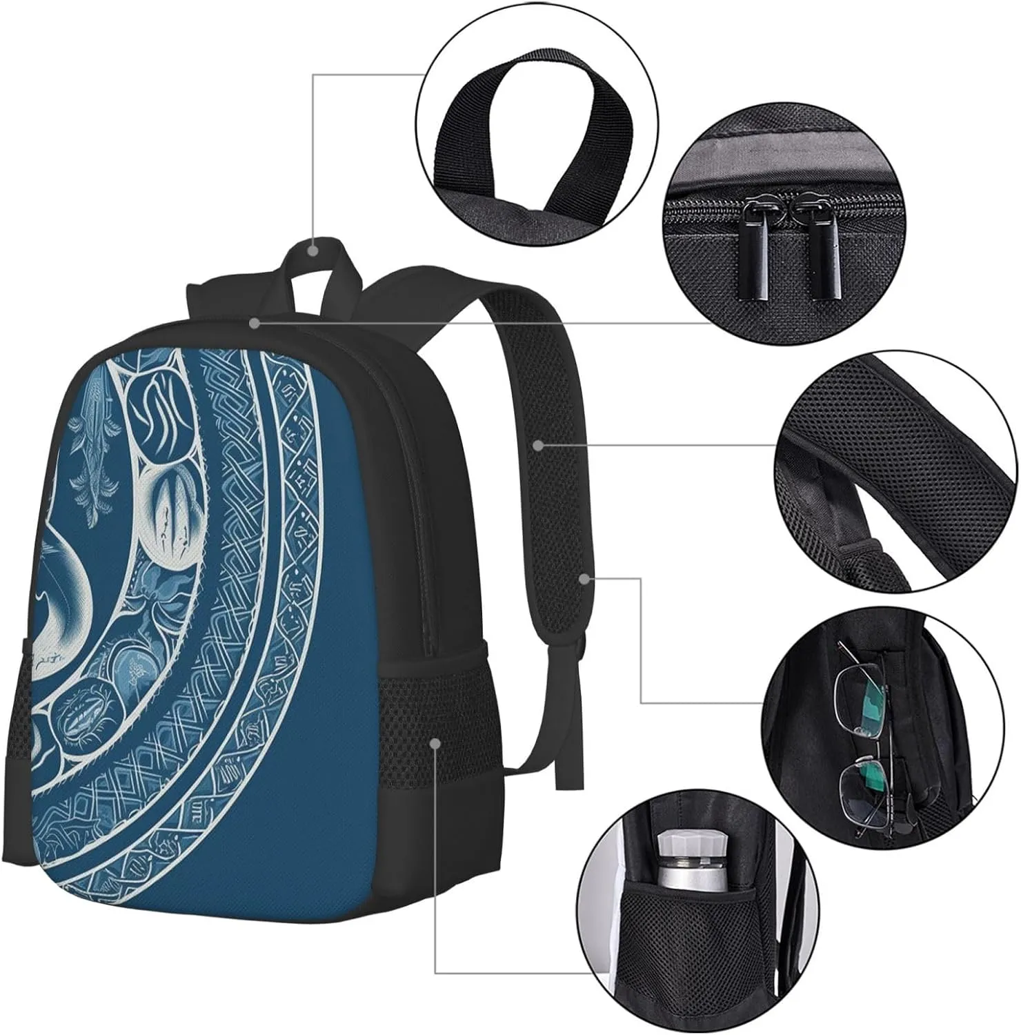 Travel Backpack for Women Men Laptop Backpack 15.6 Inch Computer Bag Blue serpentine chart Carry on Backpack
