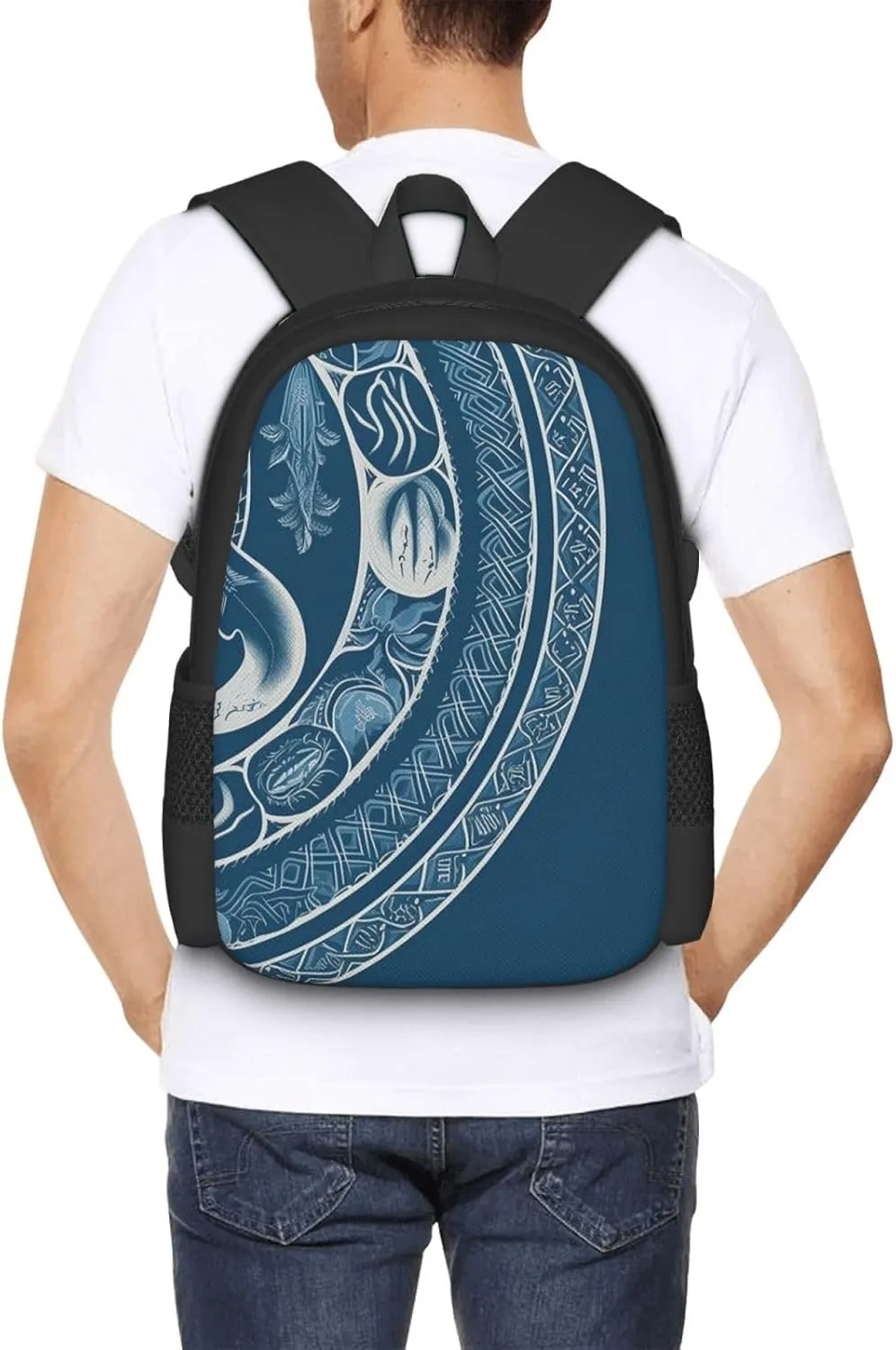 Travel Backpack for Women Men Laptop Backpack 15.6 Inch Computer Bag Blue serpentine chart Carry on Backpack