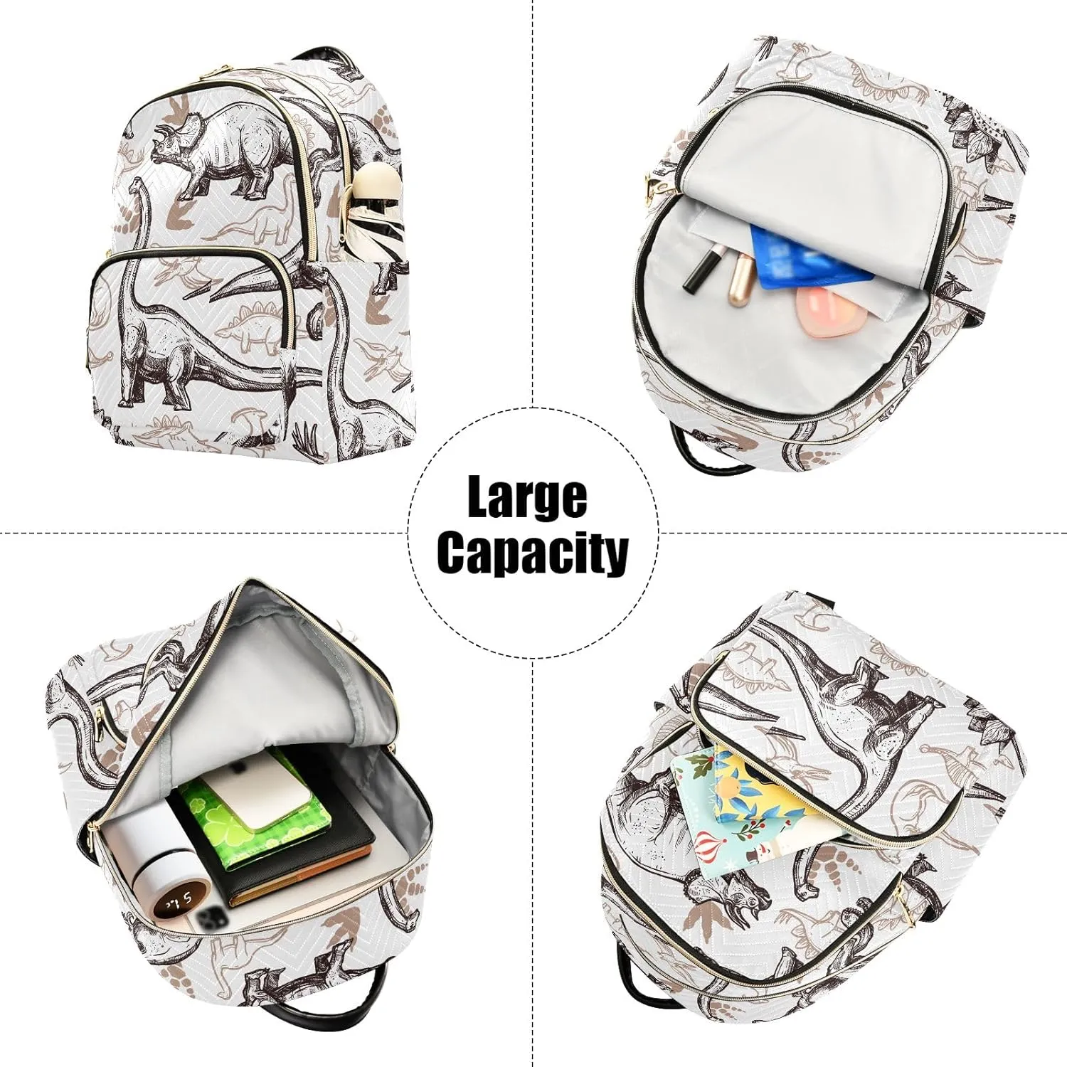 Travel Backpack Purse for Women Fashion Anti-theft Work Casual Animal Dinosaurs Pattern Daypack Shoulder Bag Medium Size