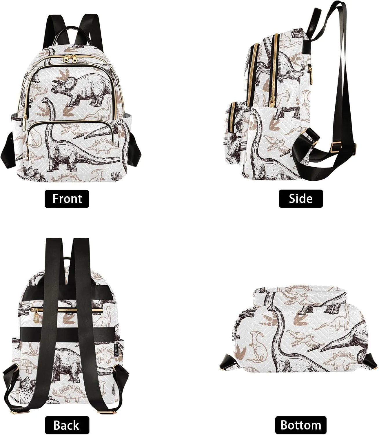 Travel Backpack Purse for Women Fashion Anti-theft Work Casual Animal Dinosaurs Pattern Daypack Shoulder Bag Medium Size