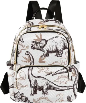 Travel Backpack Purse for Women Fashion Anti-theft Work Casual Animal Dinosaurs Pattern Daypack Shoulder Bag Medium Size