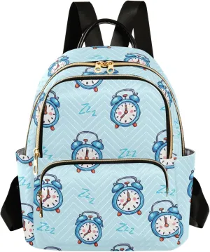 Travel Backpack Purse for Women Fashion Anti-theft Work Casual Blue Alarm Clock Daypack Shoulder Bag Medium Size
