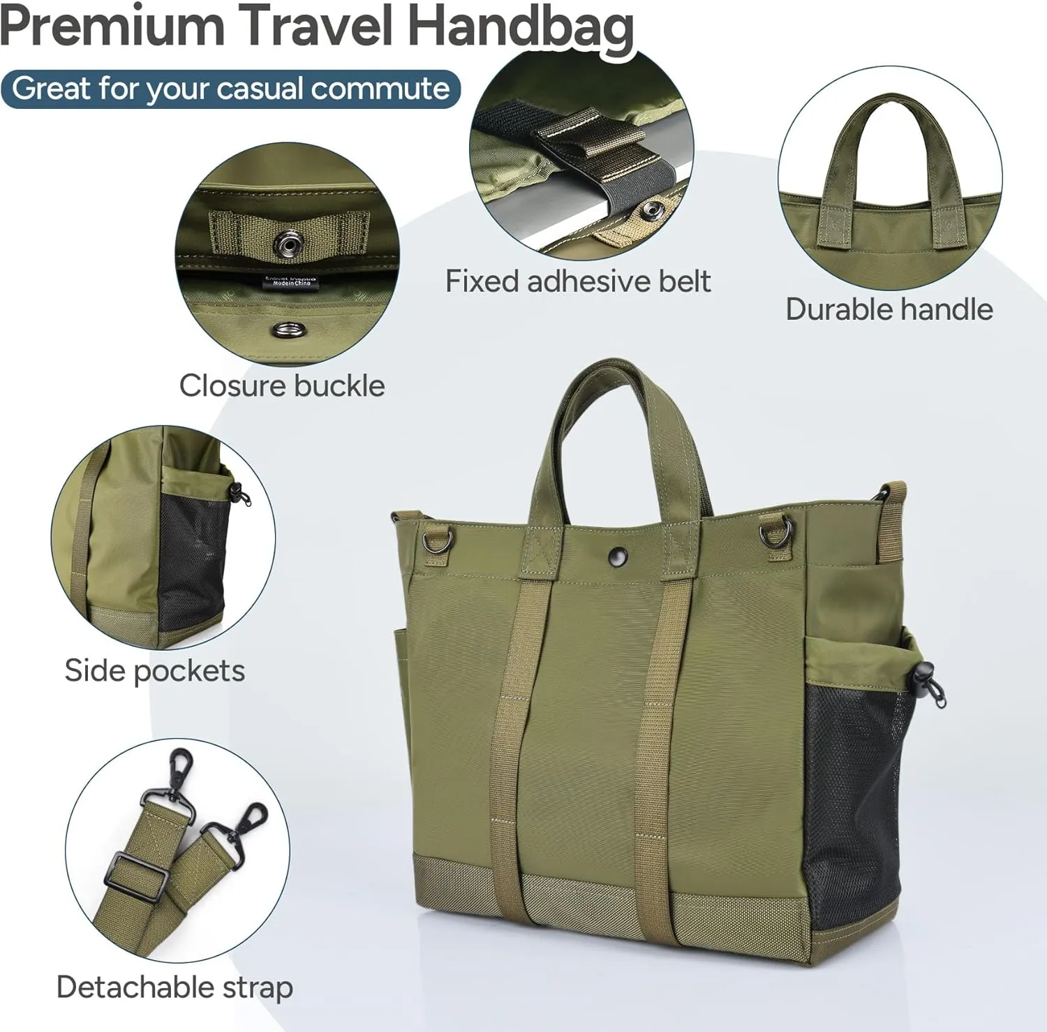 travel inspira Anti-Wrinkle Laptop Tote for Women & Men with Adjustable Strap & Organizer, Commuting/Business Travel Work Bag