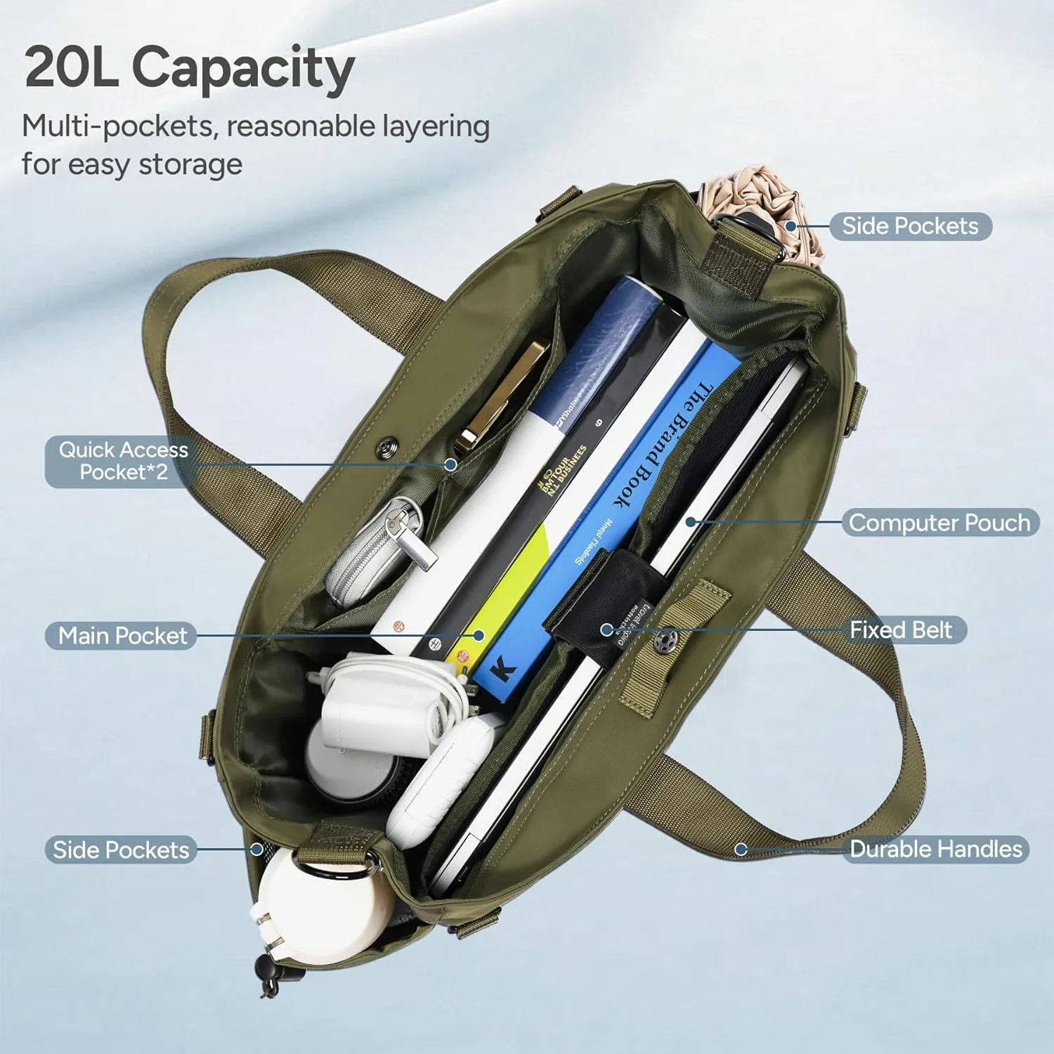 travel inspira Anti-Wrinkle Laptop Tote for Women & Men with Adjustable Strap & Organizer, Commuting/Business Travel Work Bag