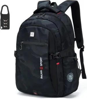 Travel Laptop Backpack Anti-theft Daypack for Men Water Resistant Computer Bag for Business Work Fits 17" Laptop 30L (Camouflage)