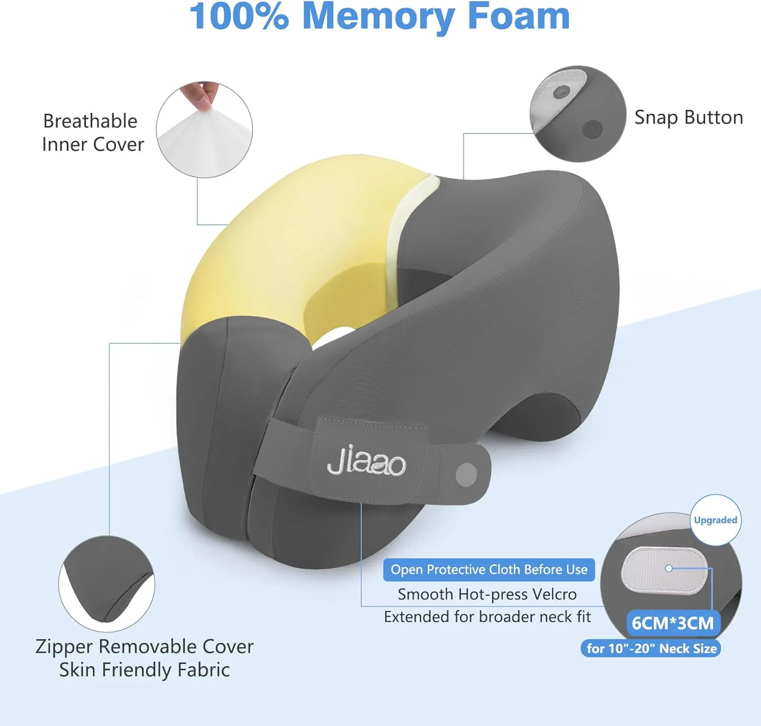 Travel Neck Pillow, Advanced Neck Support for International Flights, 3D Eye Masks, Ear Plugs and Storage Bag, Memory Foam Airplane Pillow for Travel, Sleep Rest, Trains, Road Trips
