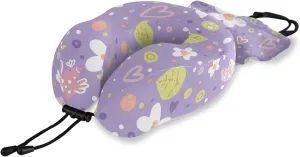 Travel Pillow, Naive Birds and Flowers Memory Foam Neck Pillow, Head Support Soft Pillow for Travelling, Sleeping Rest, Airplane, Car, Train, Office, Home
