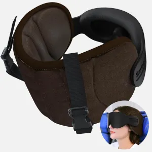 Travel Pillows for Airplanes, Airplane Pillow with Eye Mask for Long Flight, Airplane Head Strap for Sleeping, Travel Neck Pillow for Car, Road Trip Car Headrest, Stop Bobblehead, Dark Brown