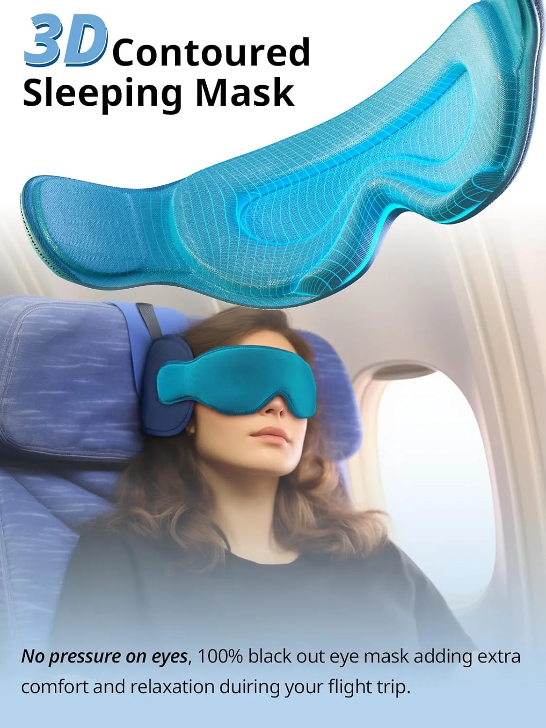 Travel Pillows for Airplanes, FSA HSA Eligible Approved Travel Accessories for Long Flight Head Support, Car Travel Pillow for Kids, Eye Mask for Sleeping Airplane, Royal Blue