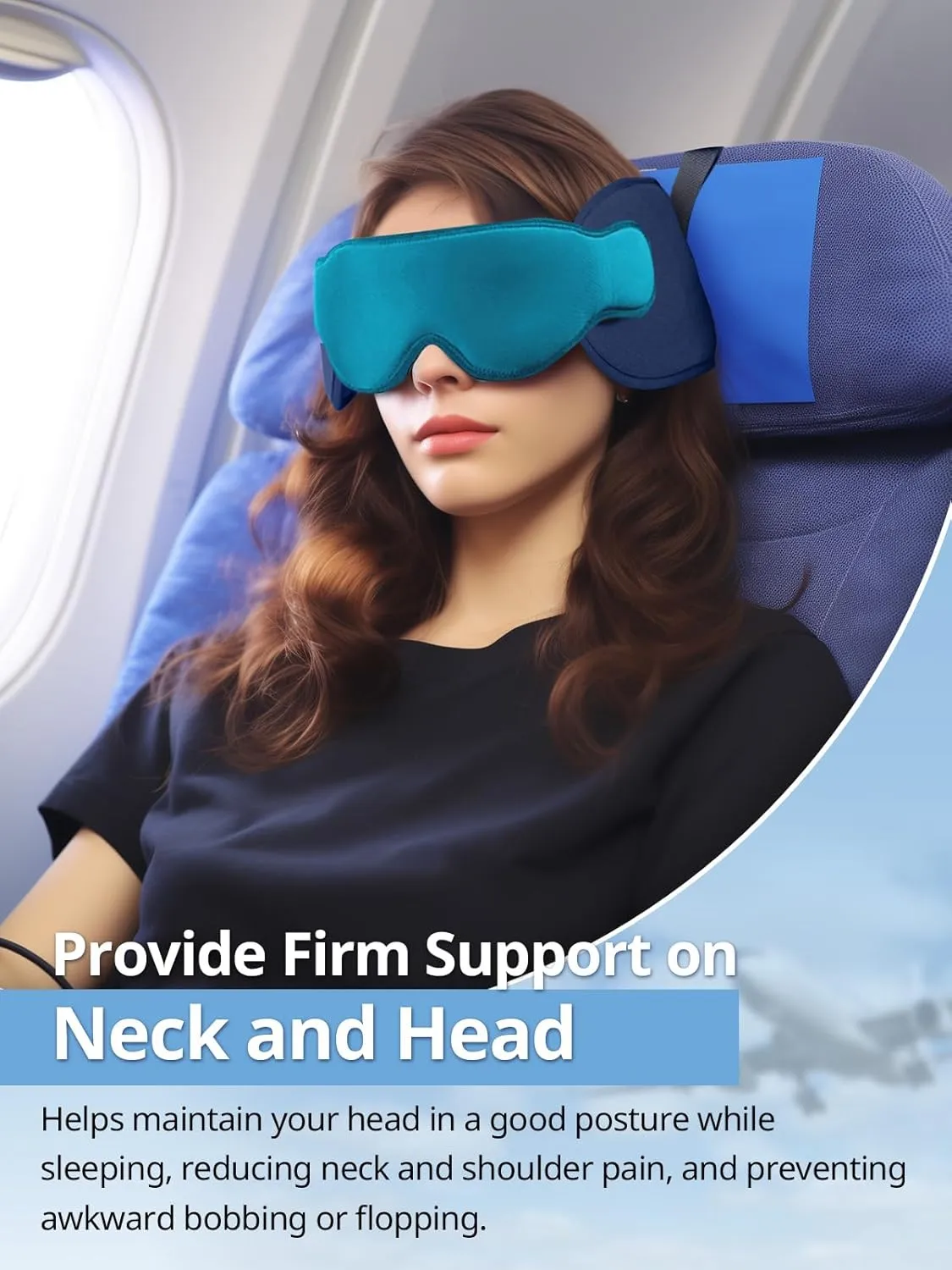 Travel Pillows for Airplanes, FSA HSA Eligible Approved Travel Accessories for Long Flight Head Support, Car Travel Pillow for Kids, Eye Mask for Sleeping Airplane, Royal Blue