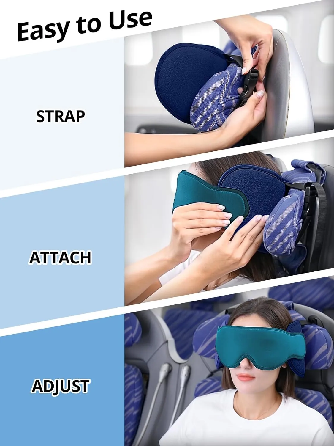 Travel Pillows for Airplanes, FSA HSA Eligible Approved Travel Accessories for Long Flight Head Support, Car Travel Pillow for Kids, Eye Mask for Sleeping Airplane, Royal Blue