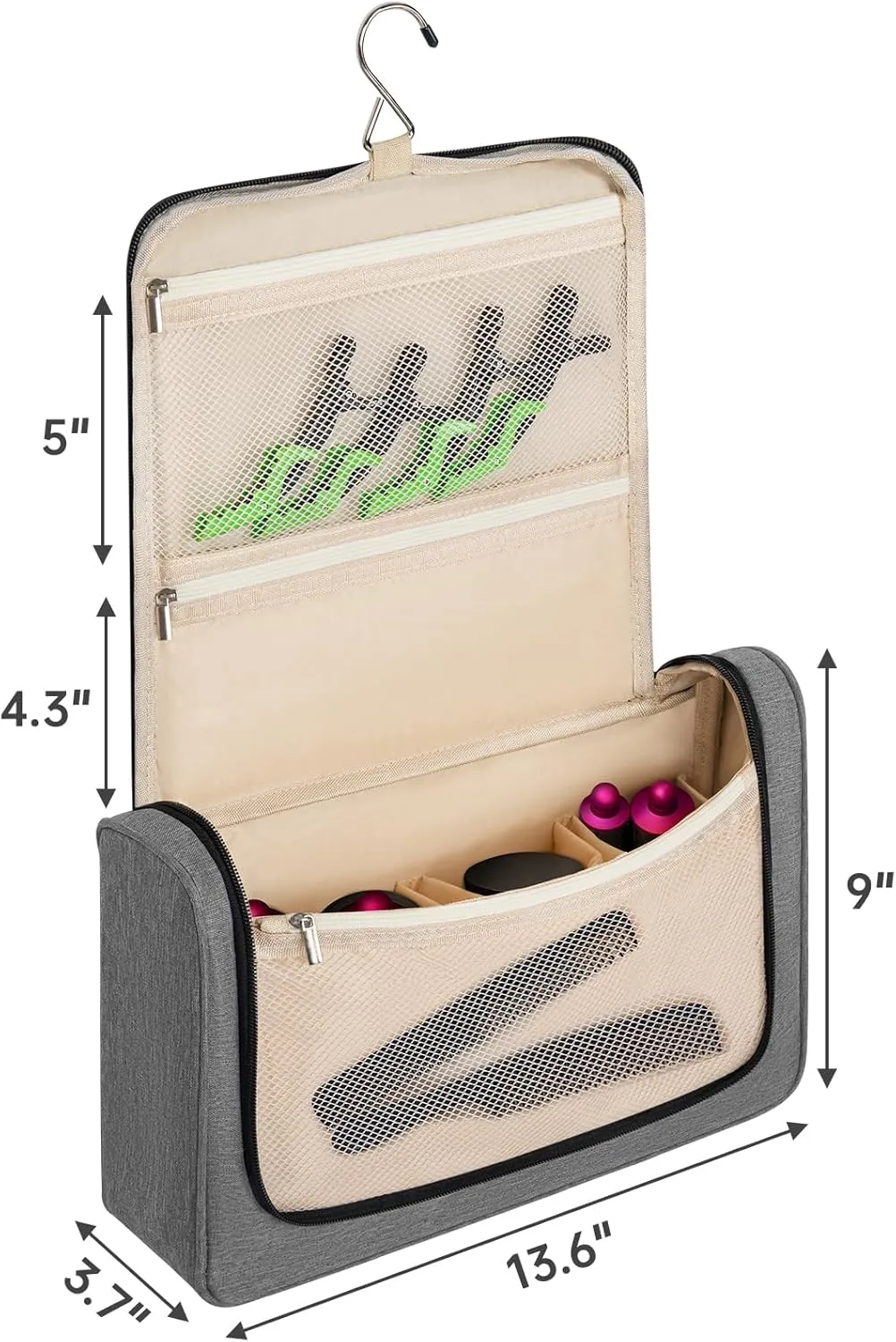 Travel Storage Bag Compatible with Dyson Airwrap Styler, Portable Travel Organizer for Hair Curler and Attachment with Multi-pockets