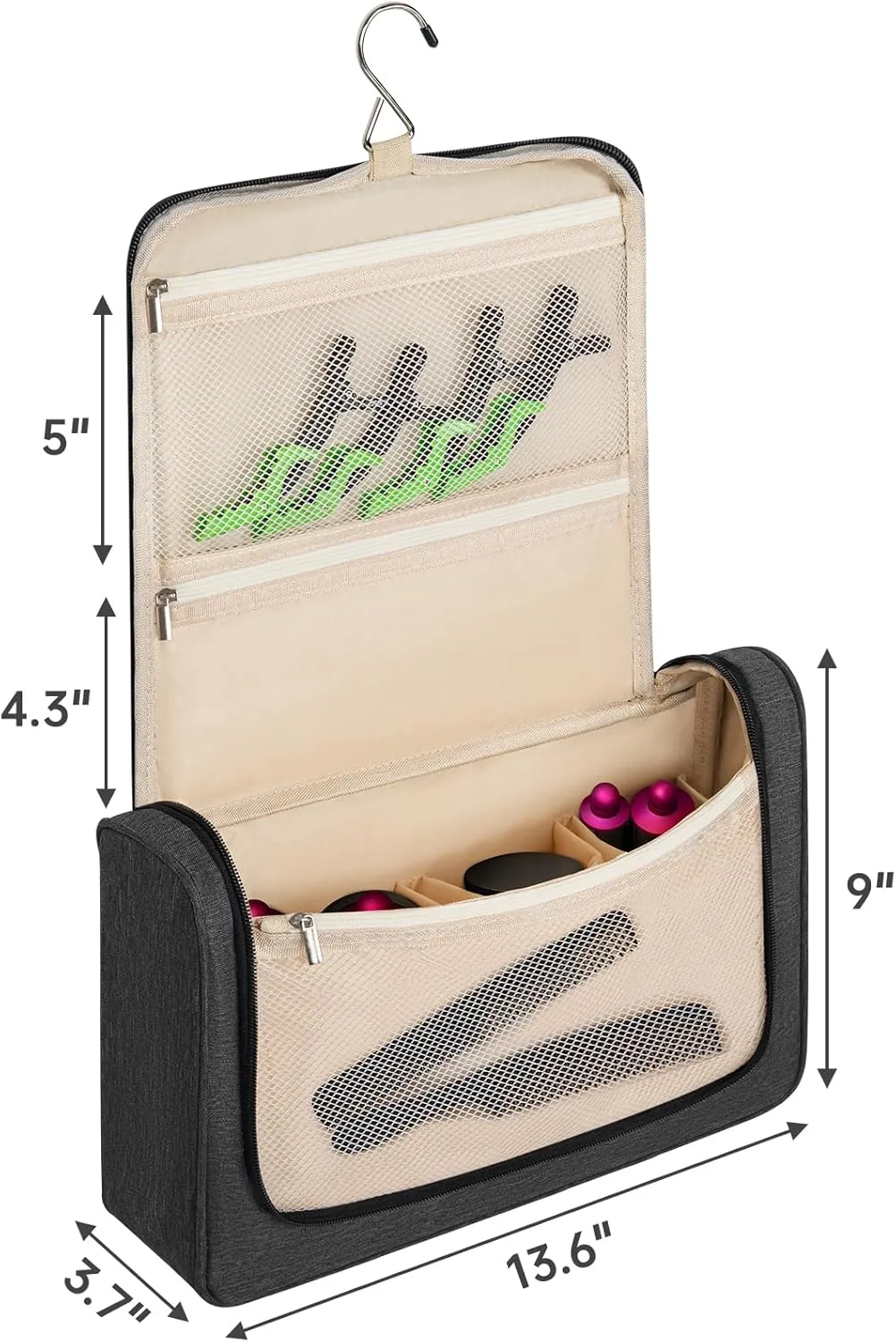 Travel Storage Bag Compatible with Dyson Airwrap Styler, Portable Travel Organizer for Hair Curler and Attachment with Multi-pockets