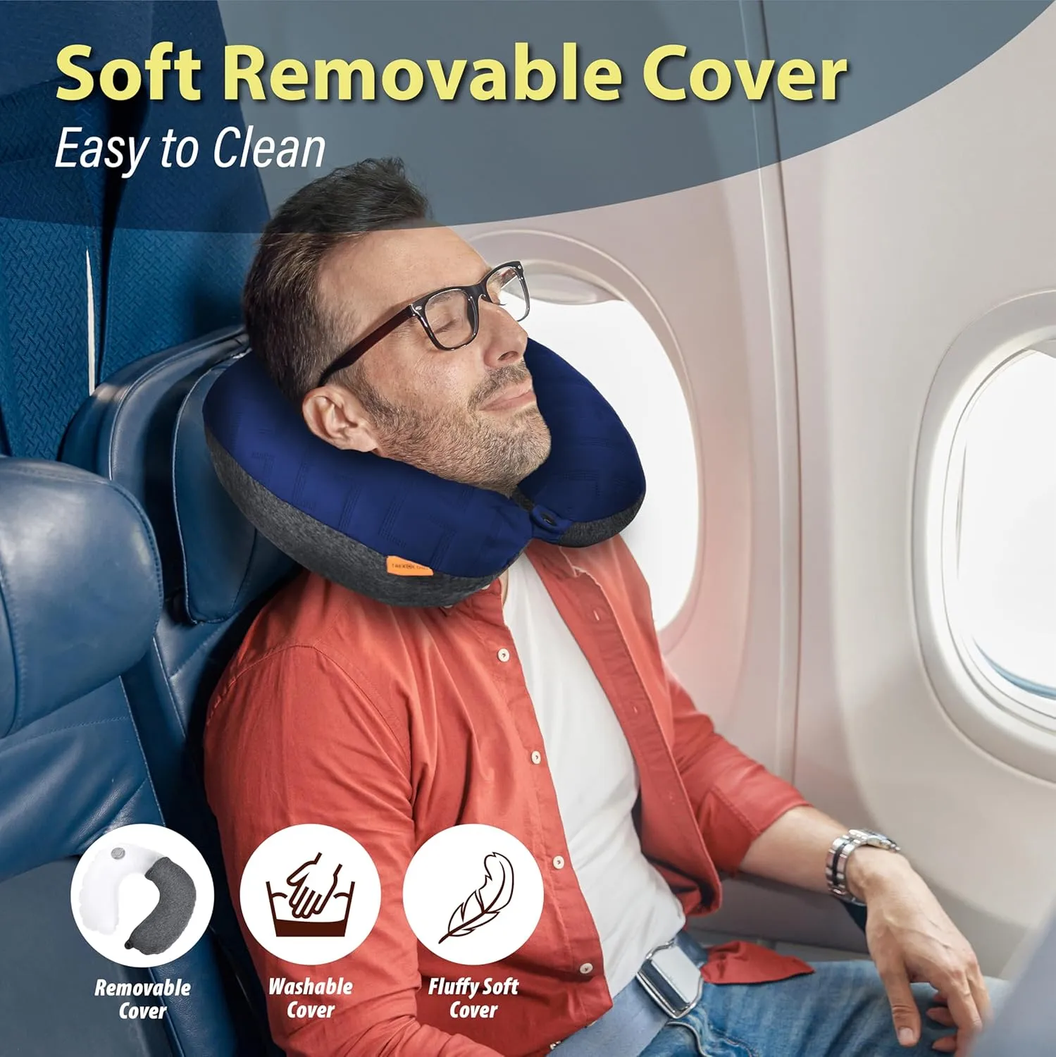 TREKOLOGY Travel Neck Pillow for Plane - Premium Airplane Neck Pillow for Sleeping, Ultimate Neck Support for Long Flights, Best Rated Travel Pillow, Comfortable Neck Rest for Airplane & Travel