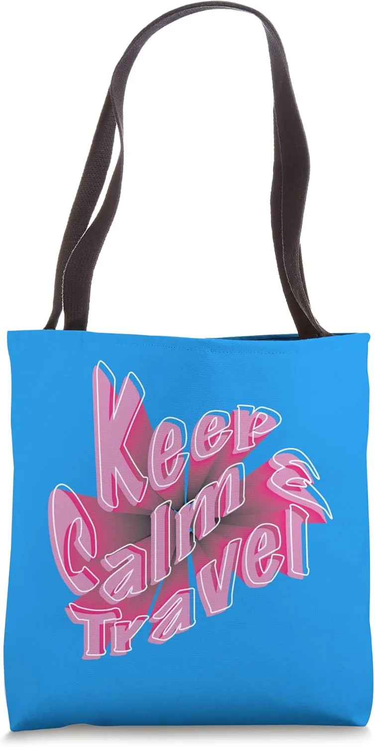 Trendy Keep Calm & Travel Minimalist Design Tote Bag