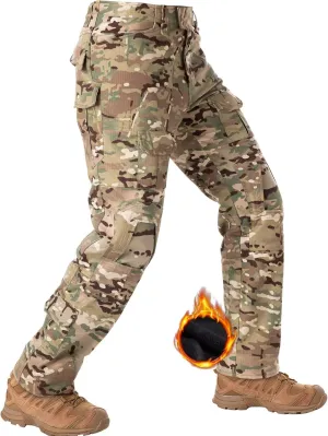 TRGPSG Men's Fleece Lined Hiking Pants, Winter Cargo Pants, Snow Ski Pants Tactical Outdoor Trousers with Multi-Pocket.