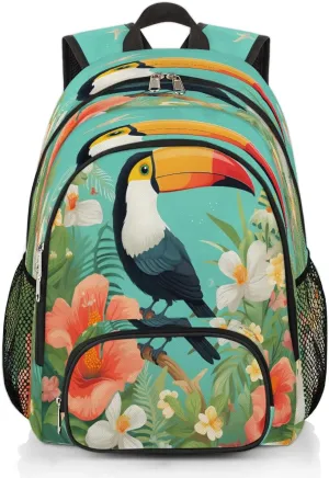 Tropical Toucan Backpack for Women Men Laptop Backpack Work Bag Travel Hiking Camping Casual Daypack