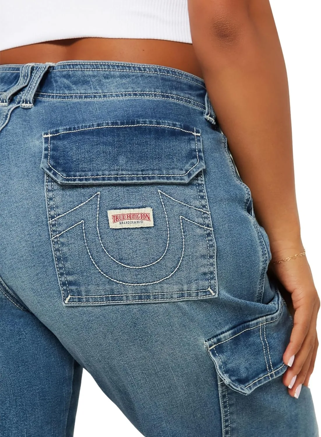True Religion Women's SN Cargo Denim Pant: Elevated Style with Functional Utility