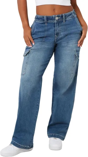 True Religion Women's SN Cargo Denim Pant: Elevated Style with Functional Utility