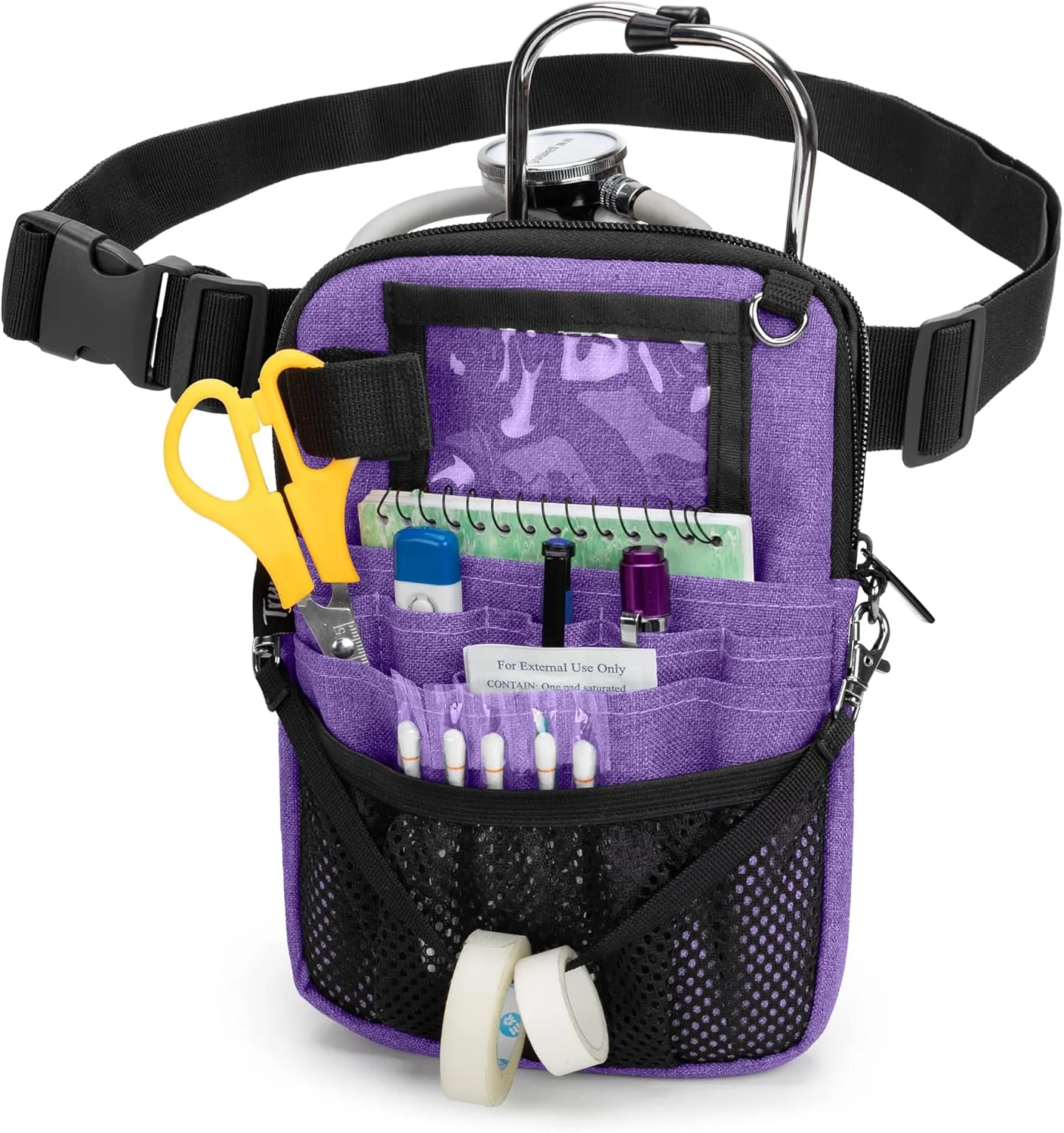 Trunab Fanny Pack with Tape Holder and Medical Gear Pockets, Utility Waist Storage Bag with Adjustable Waist Strap, Nurse Belt Organizer Pouch for Stethoscopes, Scissors