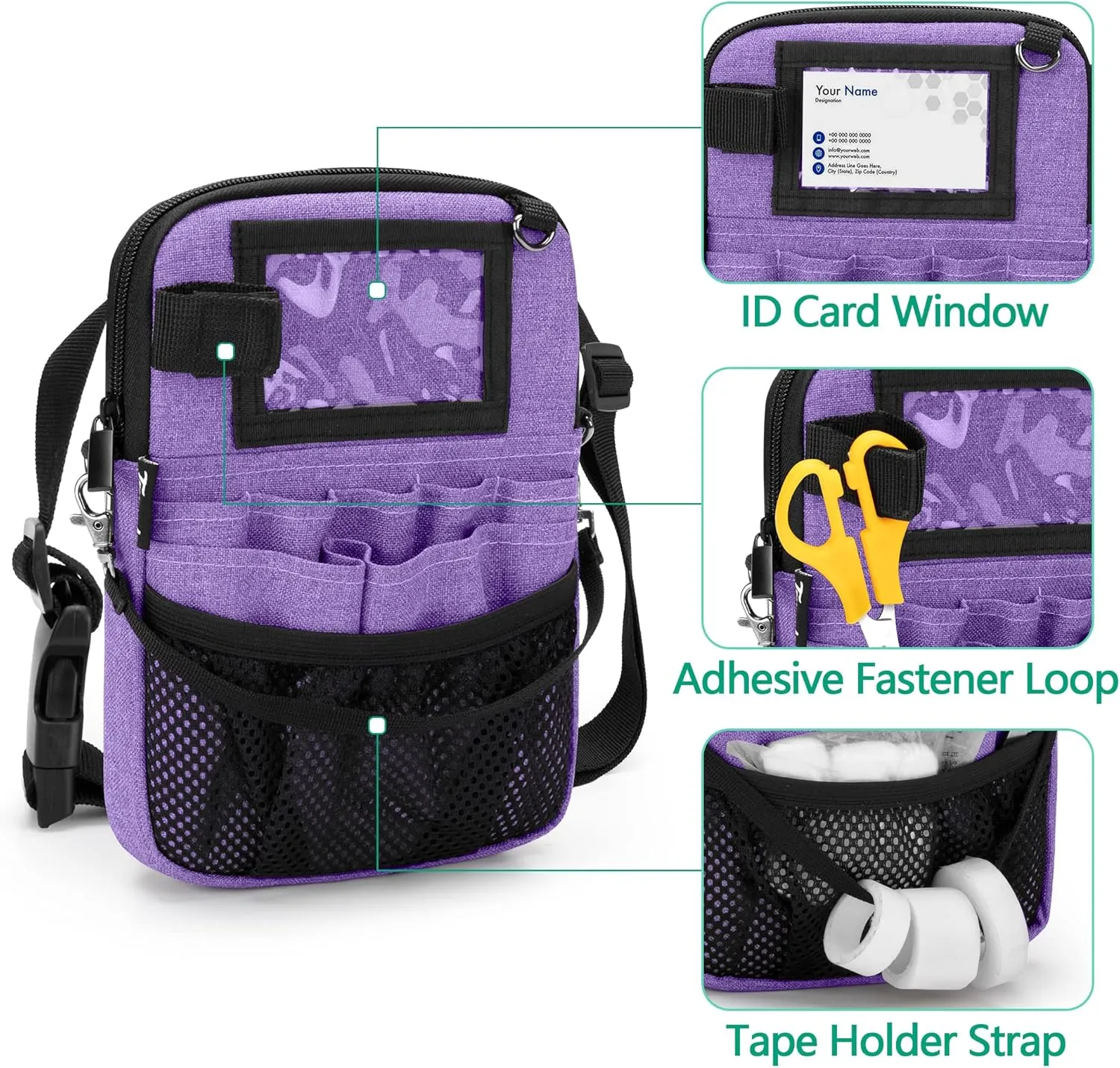 Trunab Fanny Pack with Tape Holder and Medical Gear Pockets, Utility Waist Storage Bag with Adjustable Waist Strap, Nurse Belt Organizer Pouch for Stethoscopes, Scissors