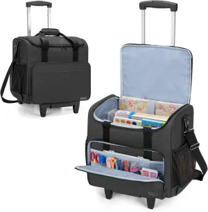 Trunab Rolling Scrapbook Tote Craft Organizers and Storage with Wheels, Craft Bag for 12 X 12 inch Scrapbook Album and Laptop, for Women