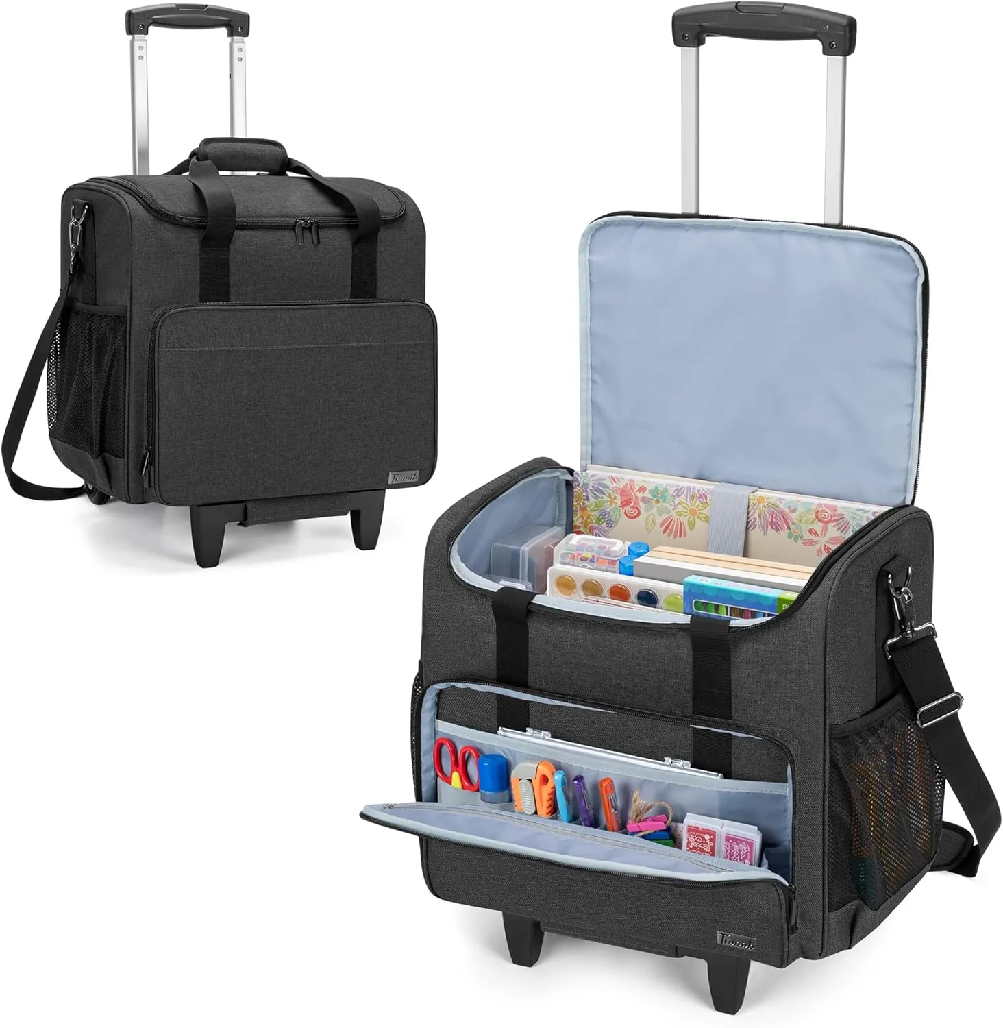Trunab Rolling Scrapbook Tote Craft Organizers and Storage with Wheels, Craft Bag for 12 X 12 inch Scrapbook Album and Laptop, for Women