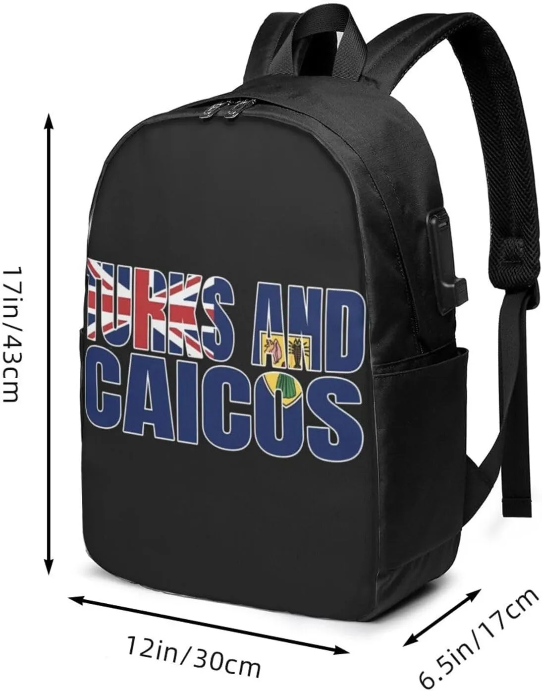 Turks Caicos Islands Flags Laptop Backpacks Travel Backpack Casual Business Daypack Sport Rucksack Computer Bag Fits up to 17 Inch Notebook with USB Port