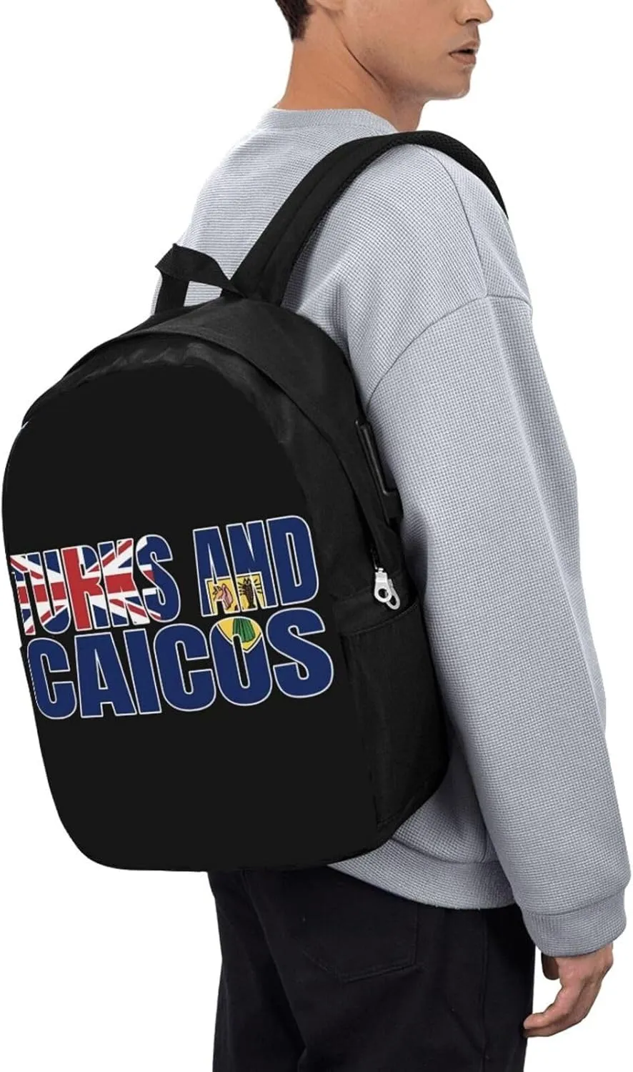 Turks Caicos Islands Flags Laptop Backpacks Travel Backpack Casual Business Daypack Sport Rucksack Computer Bag Fits up to 17 Inch Notebook with USB Port