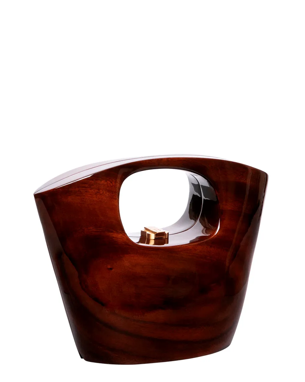Twiggy Sculpted Wood Top Handle Bag in Brown