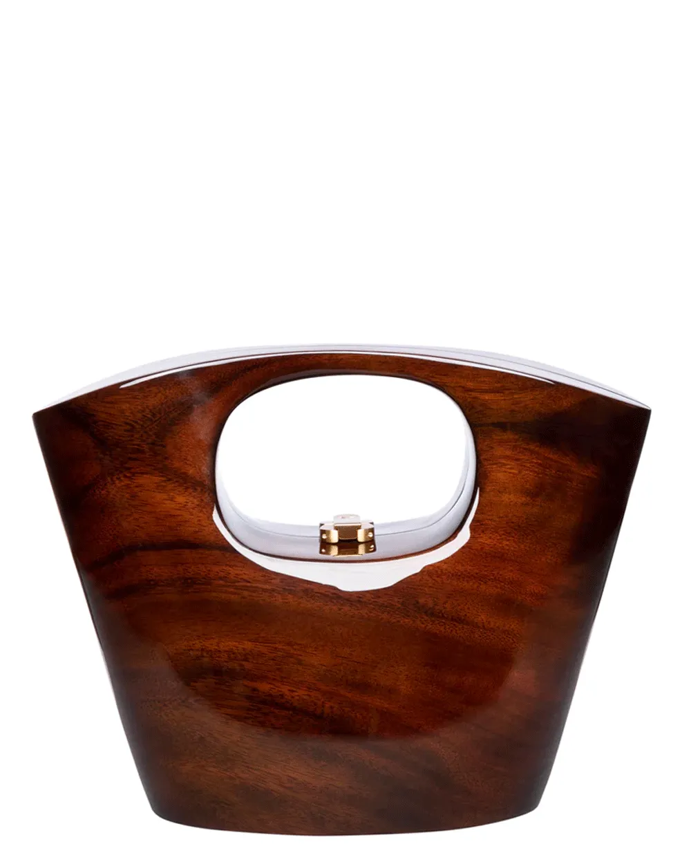 Twiggy Sculpted Wood Top Handle Bag in Brown